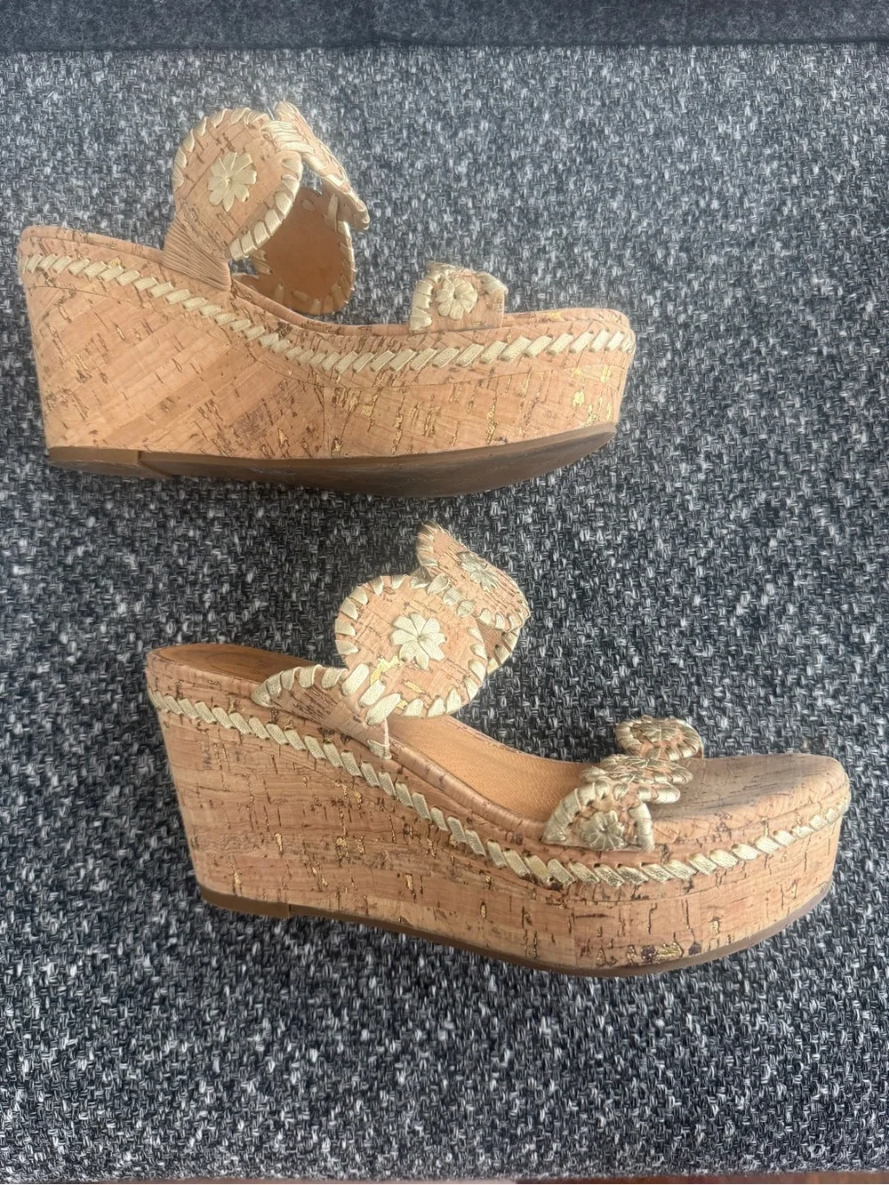 Jack Rogers Tan and Cream Cork Slip-On Mules - Picture 2 of 4